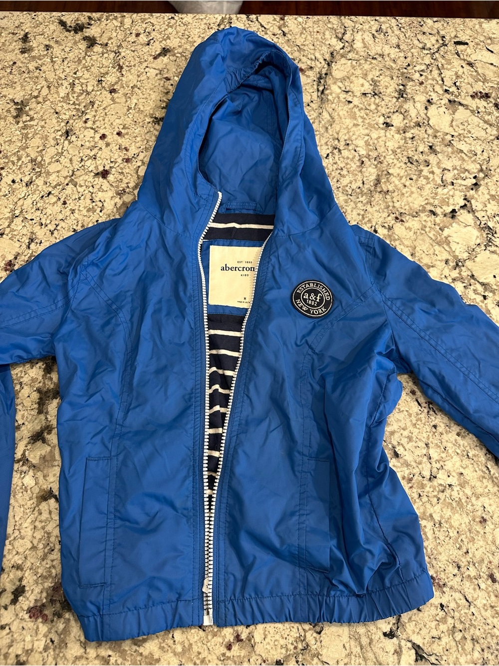Abercrombie & Fitch Bright Blue Hooded Rain Jacket